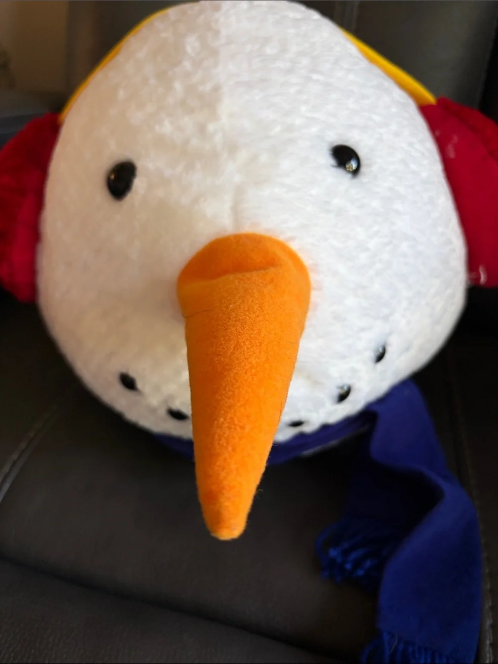 Plush Snowman Head with earmuffs and scarf